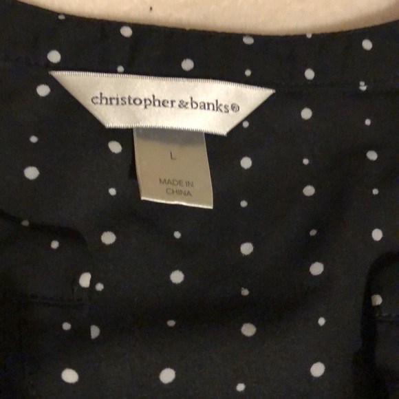 Sleeveless tunic blouse black with white polka dots - Picture 2 of 9